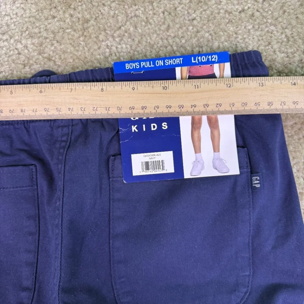 Gap Kids Boys Chino Shorts L Blue Stretch Soft Twill Elastic Waist E876